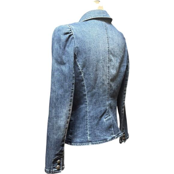 INC International Concepts Puff Shoulder Denim Jean Jacket Large - Picture 3 of 6